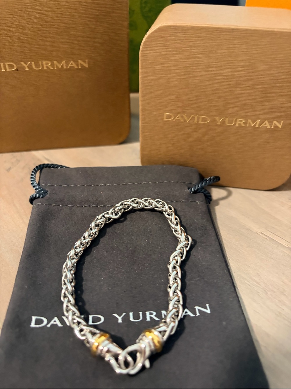 David Yurman Two-Tone Mens Bracelet in Silver and Gold - Picture 5 of 5